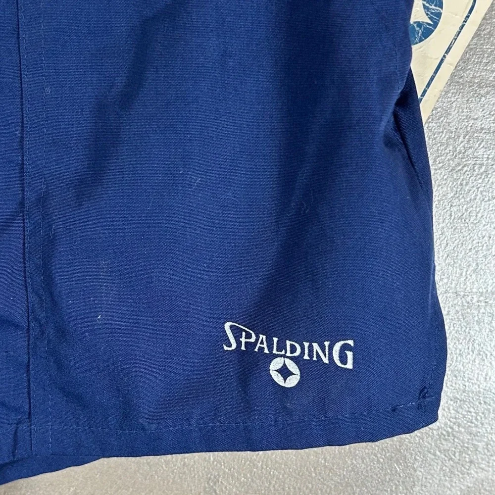 Vintage Spalding Decked Out Swim Trunks Navy Blue Athletic Shorts Mens Small
